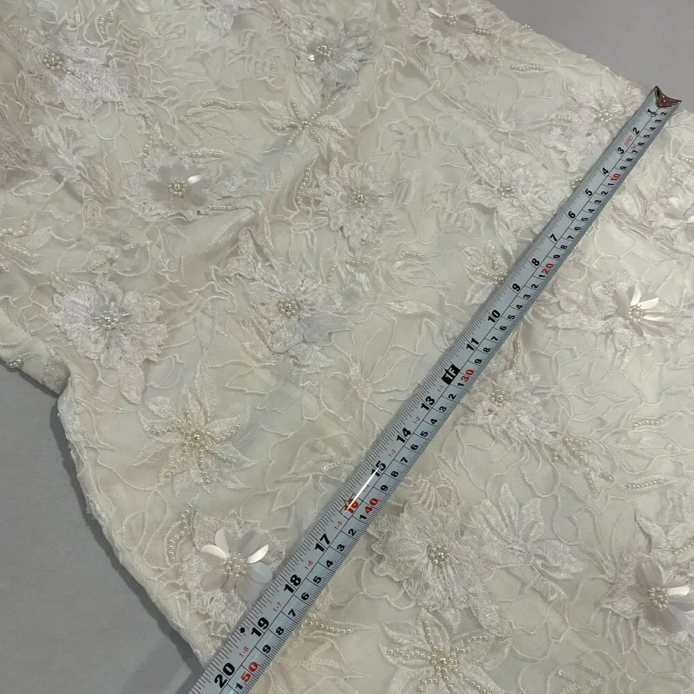 ~ BHLDN Lg 2in1 Mini Dress 3D Floral, Removable Puff-Sleeve Large Wedding Bridal - Picture 6 of 16